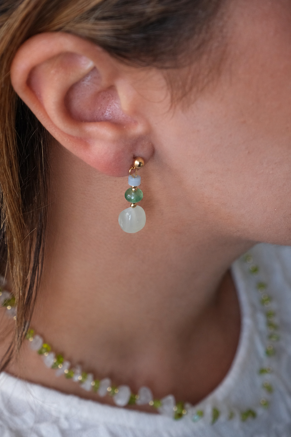 Källa Earrings - Aventurine & Green Strawberry Quartz