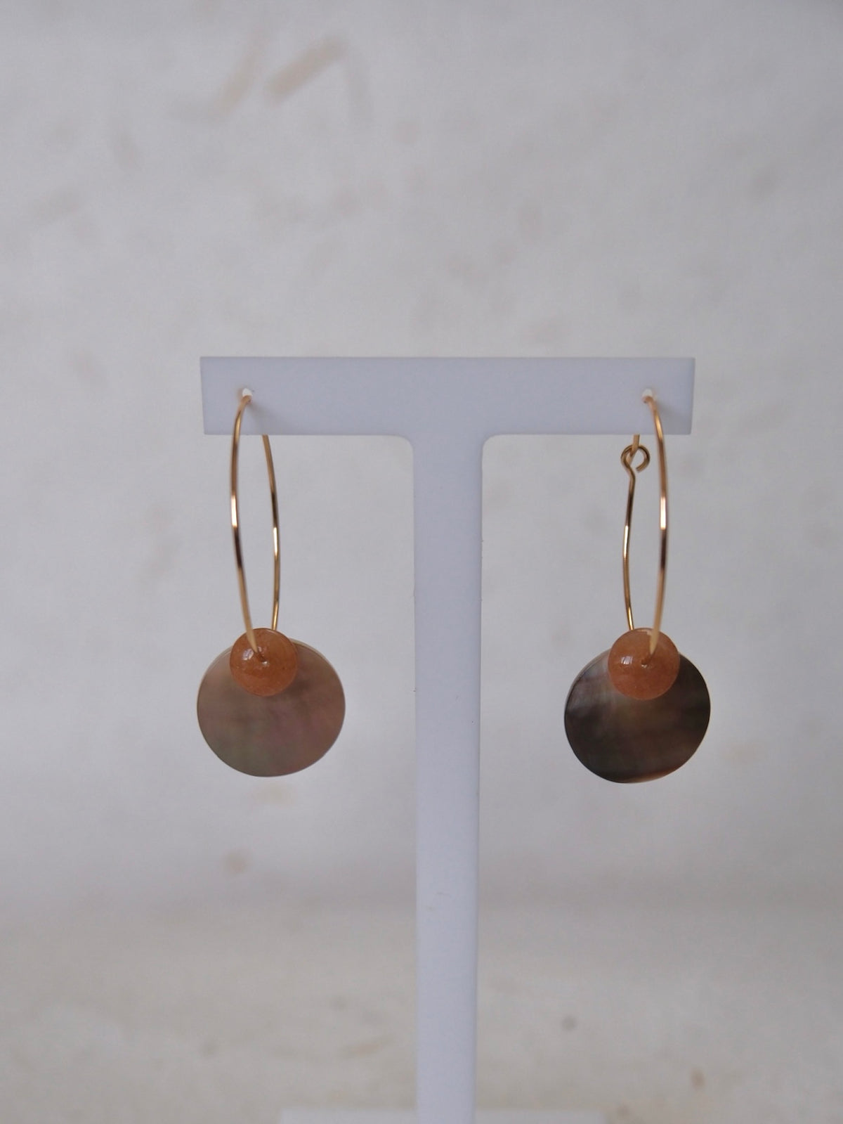 Soldis Earrings - Shell & Yellow Jade