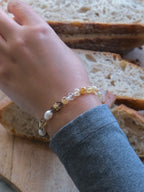 Apricus Bracelet - Yellow Phantom Quartz & Freshwater Pearl