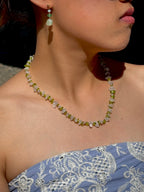 Glänta Necklace - White Quartz & Peridot