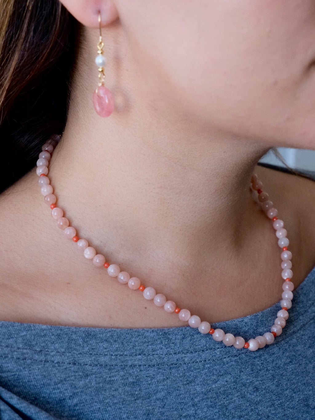 Glint Necklace - Sunstone & Red Coral