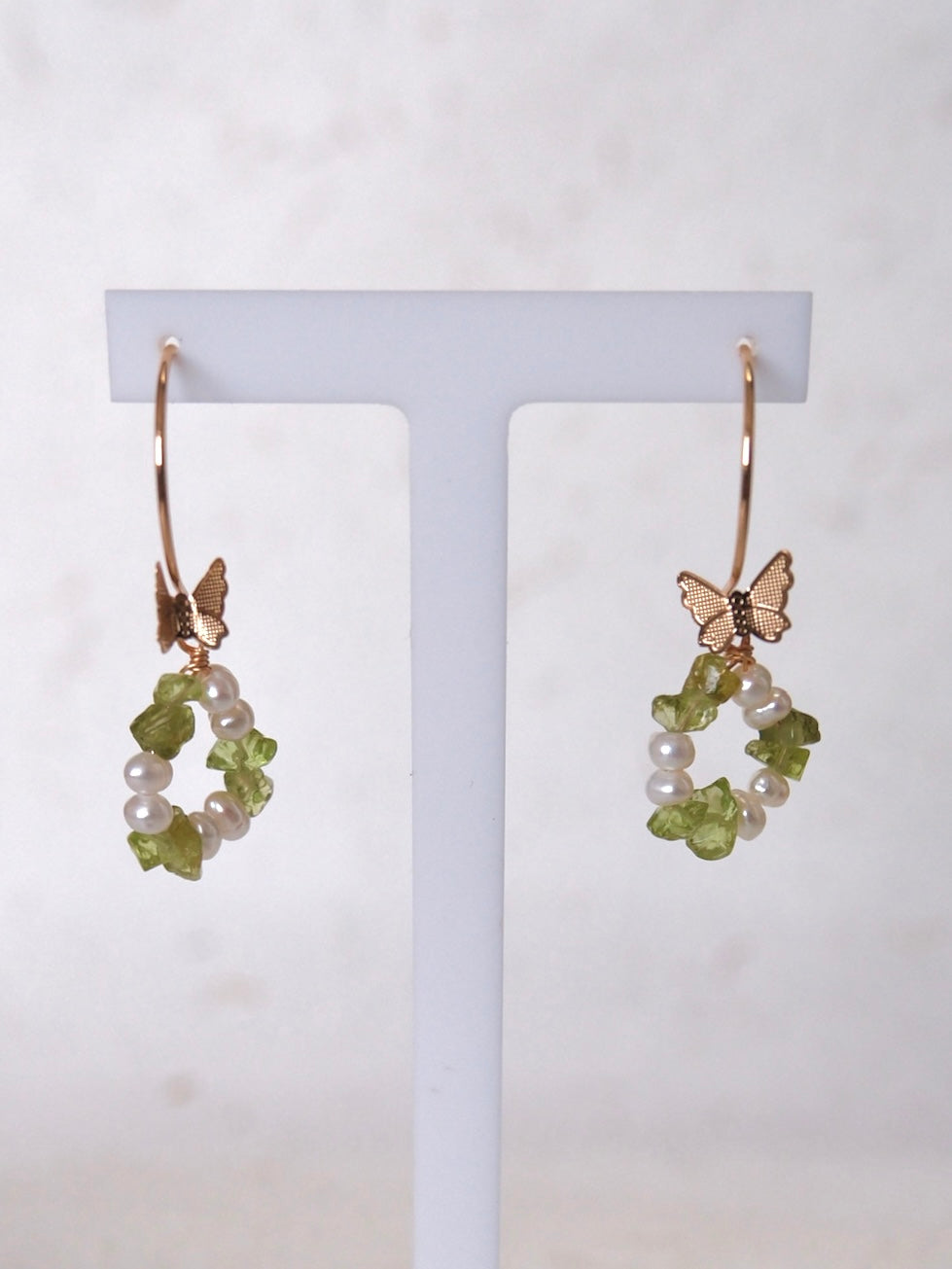 Papilio Earrings - Peridot & Freshwater Pearls