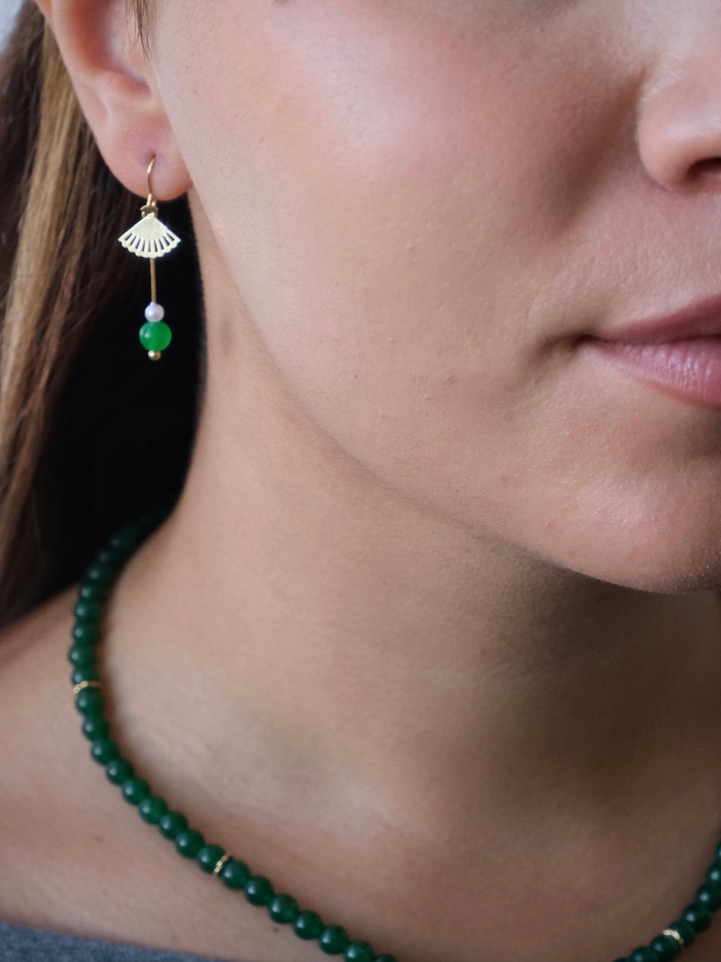 Dagg Earrings - Green Agate