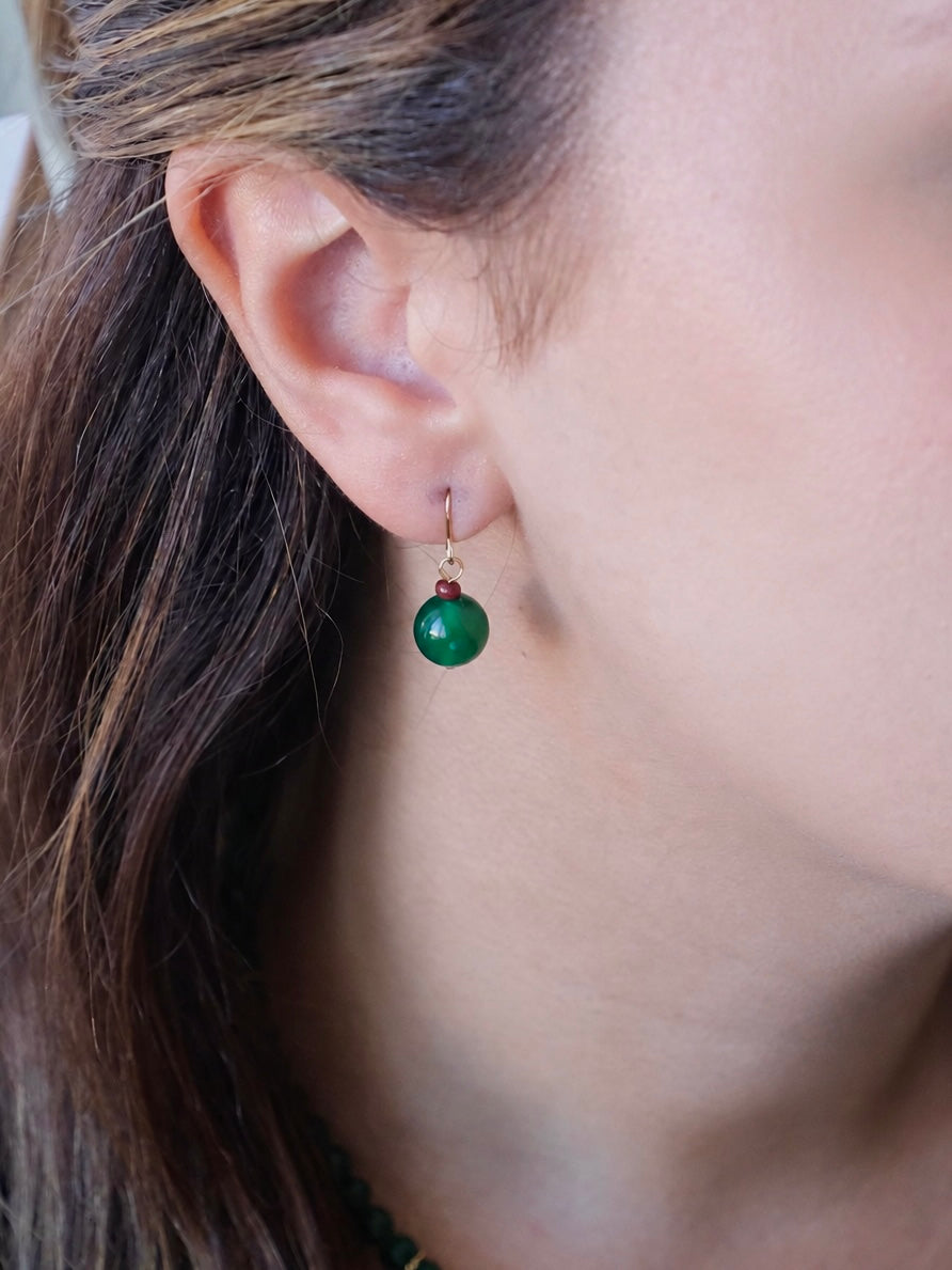 Mossa Earrings - Green Agate