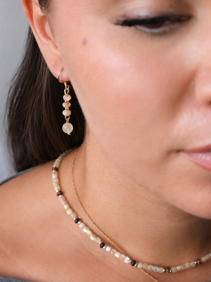Serein Earrings - Serpentine Jade & Shell