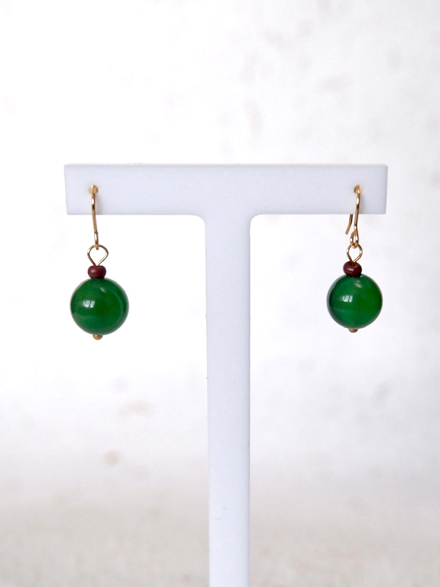 Mossa Earrings - Green Agate