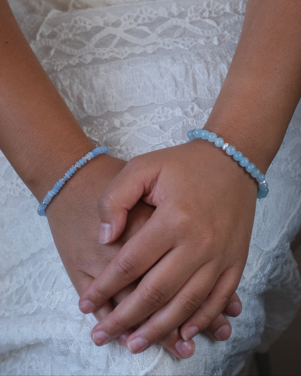 Nereid Bracelet - Aquamarine & Freshwater Pearls