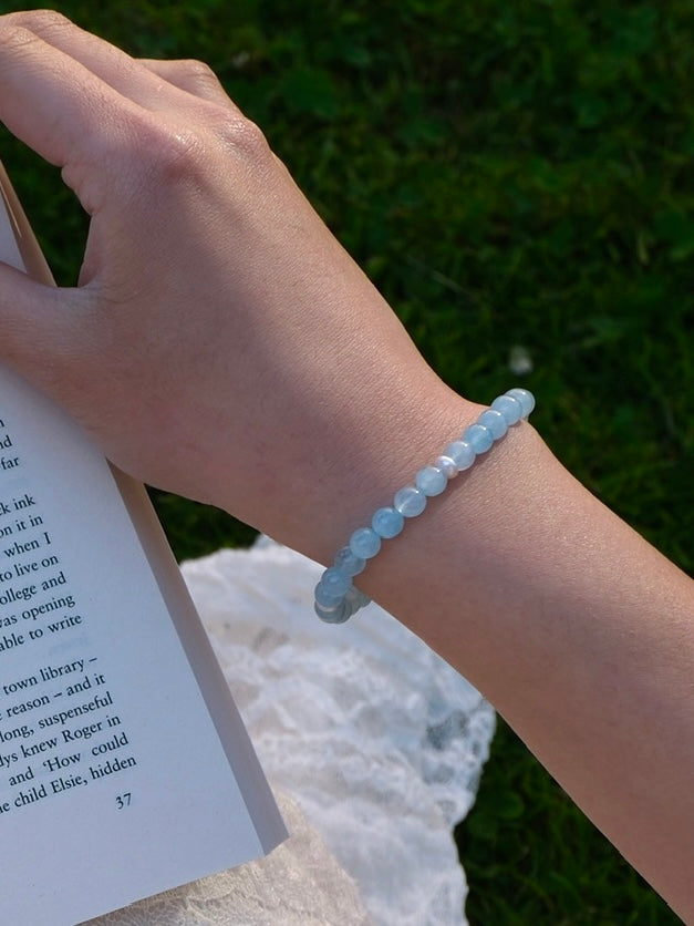 Nereid Bracelet - Aquamarine & Freshwater Pearls