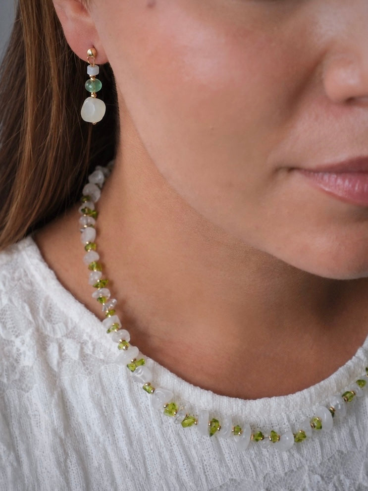 Källa Earrings - Aventurine & Green Strawberry Quartz