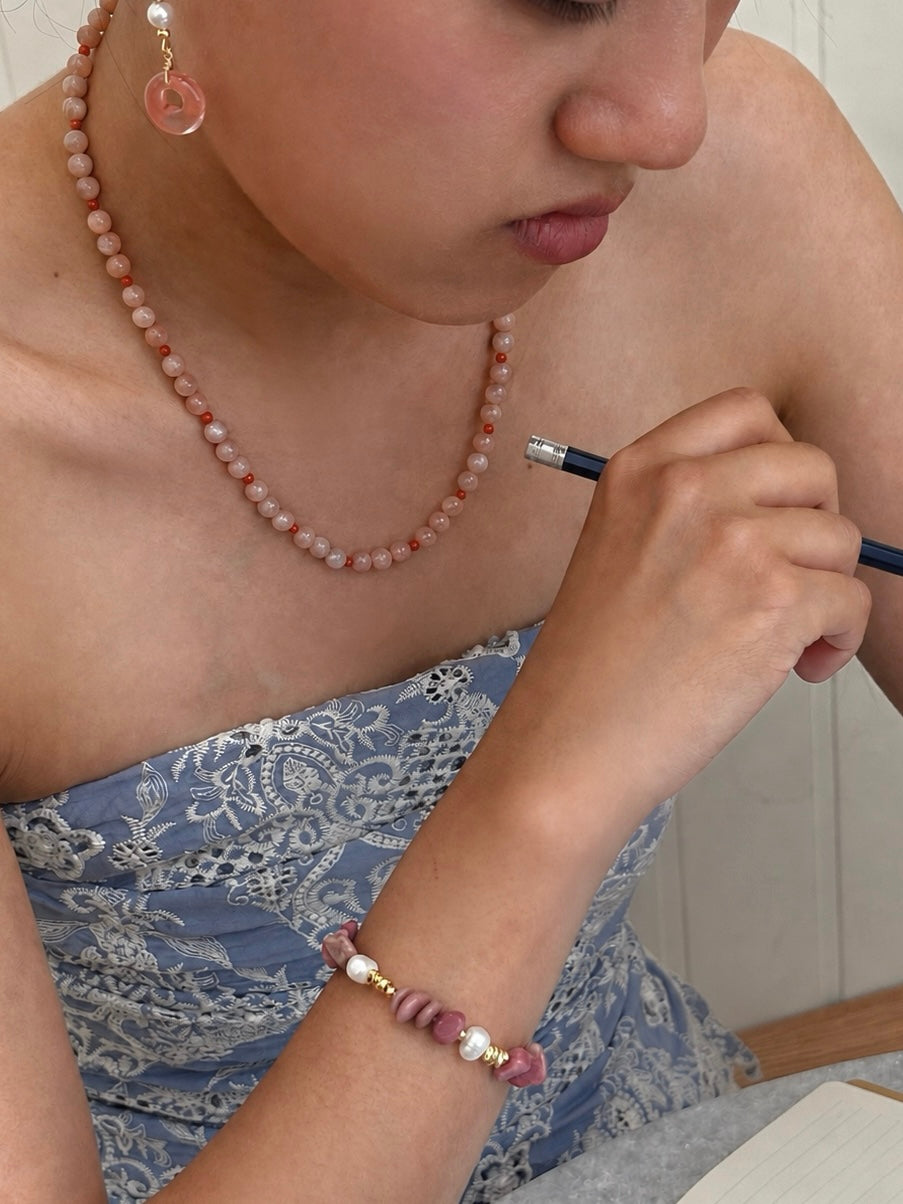 Glint Necklace - Sunstone & Red Coral