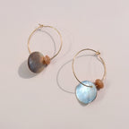Soldis Earrings - Shell & Yellow Jade