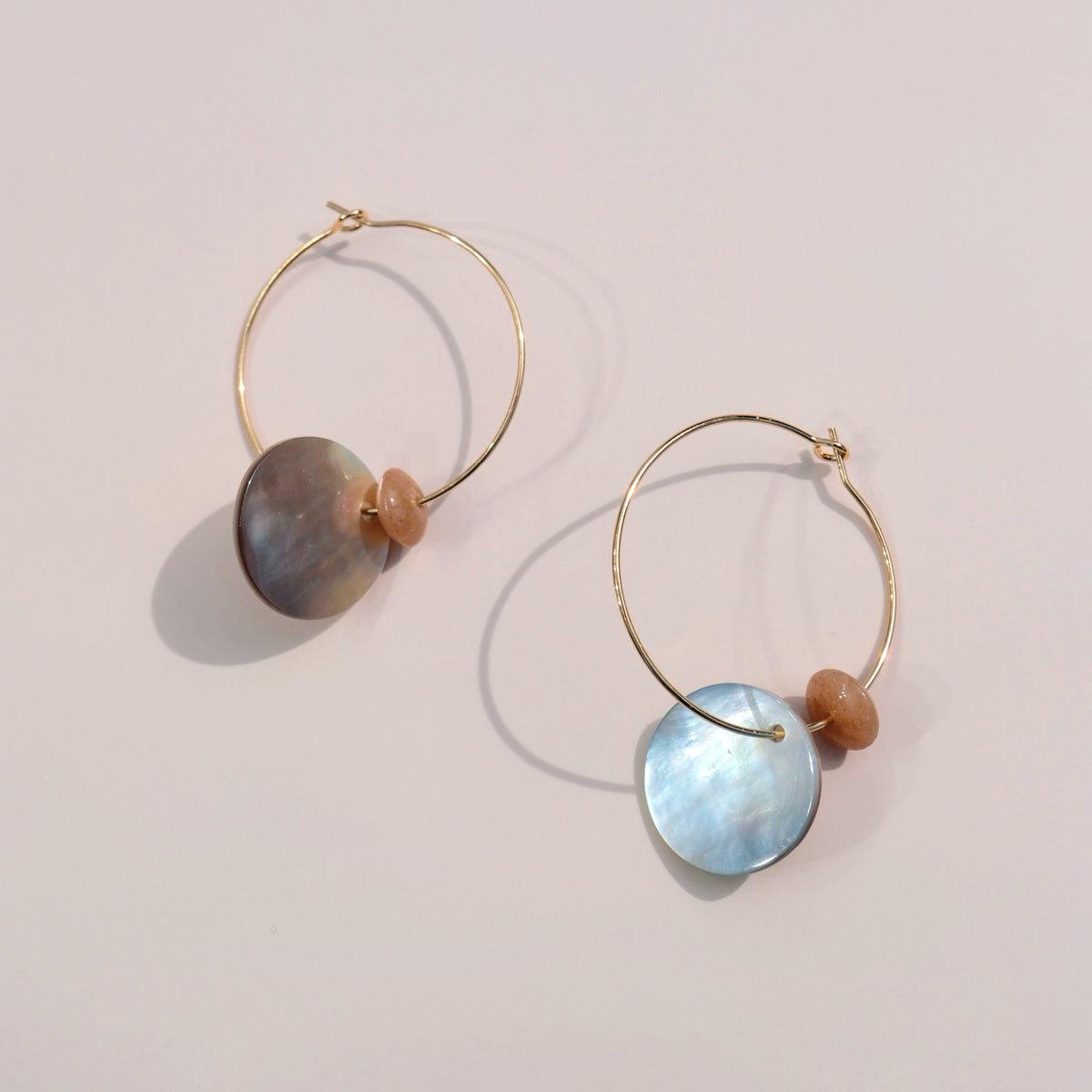 Soldis Earrings - Shell & Yellow Jade