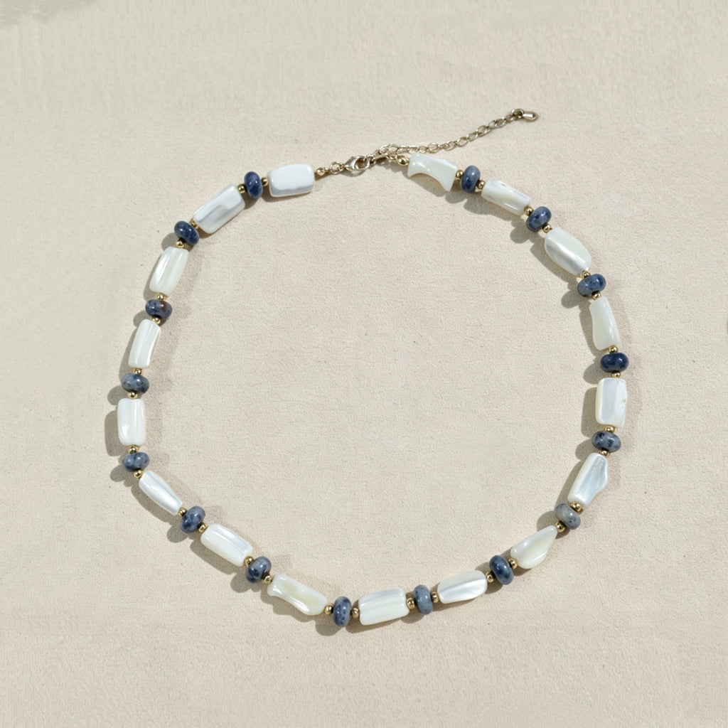 Skärgård Necklace - Blue Lace Agate & Mother of Pearl