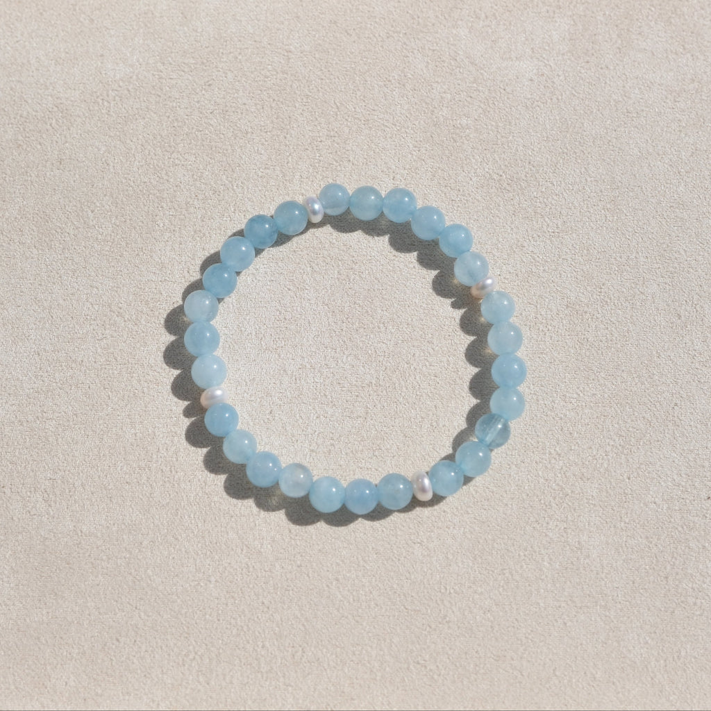 Nereid Bracelet - Aquamarine & Freshwater Pearls