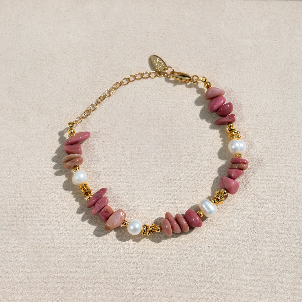 Floraison Bracelet - Rhodochrosite & Freshwater Pearl