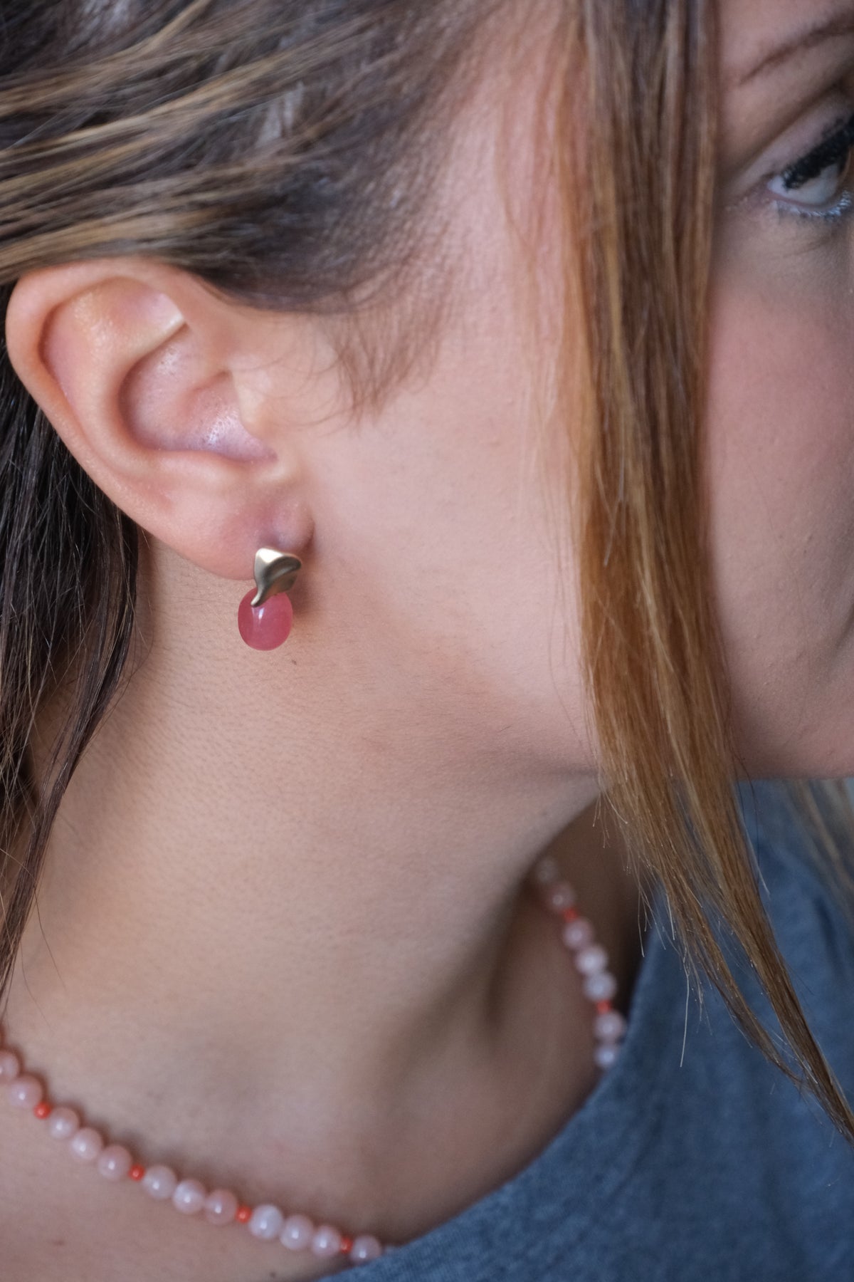 Linnea Earrings - Rose Quartz